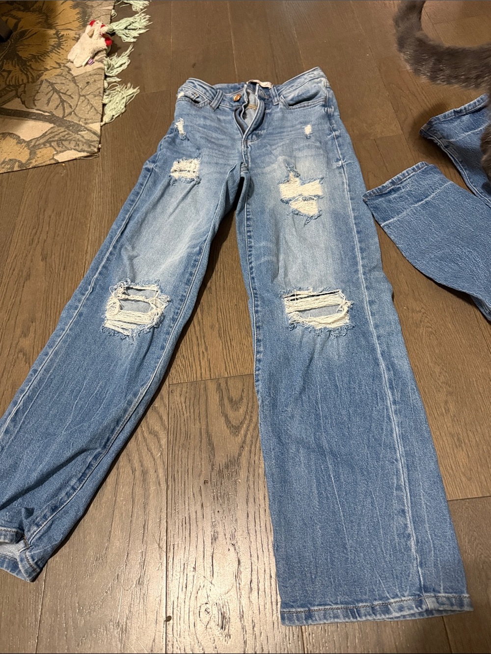 SO Light Blue Distressed Straight-Leg Jeans